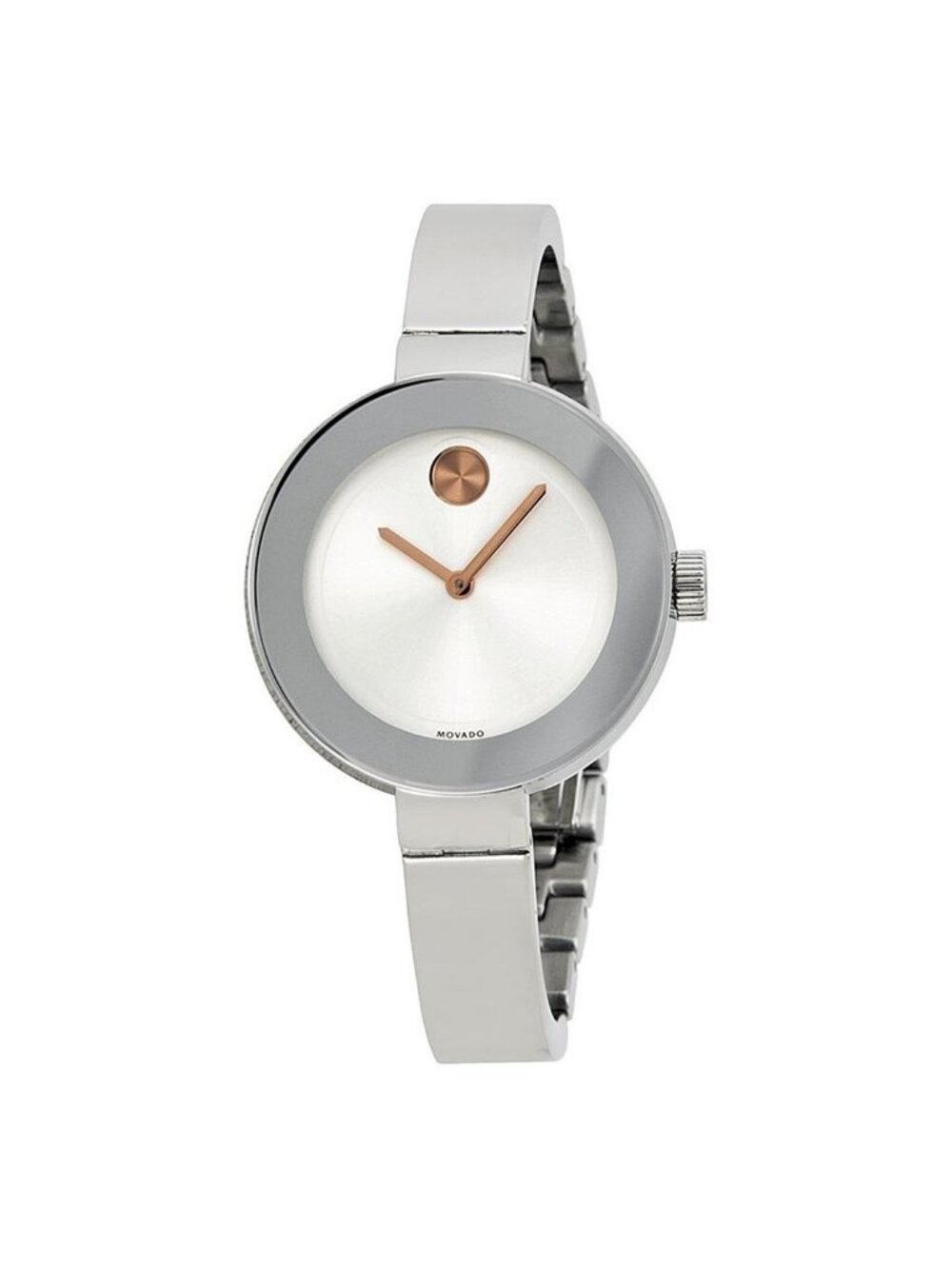 NWT Movado Bold Silver Dial Stainless Steel Ladies Watch